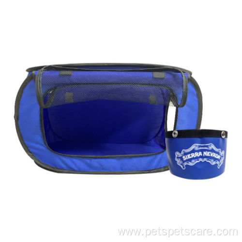 Polyester breathable feeding water bowl foldable pet cage